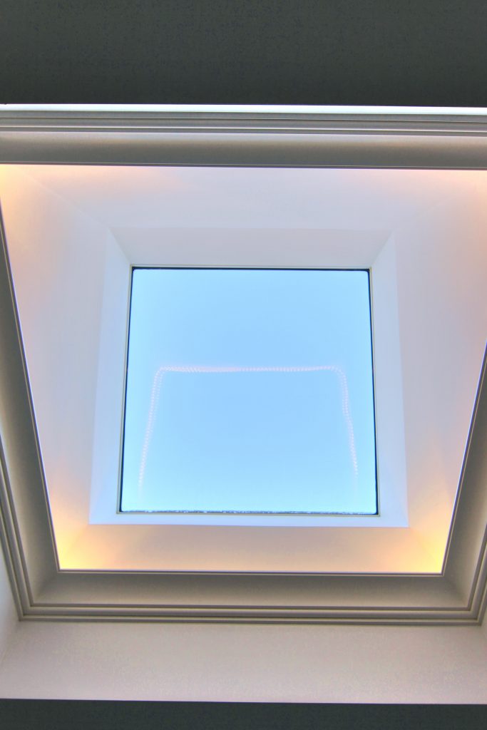 led lighting installed on a skylight.